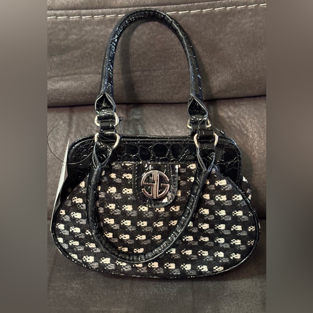 Chic Black and White Patterned Mini Bag